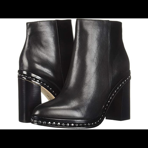 Coach Booties Justina Block Chunky Heel Studded